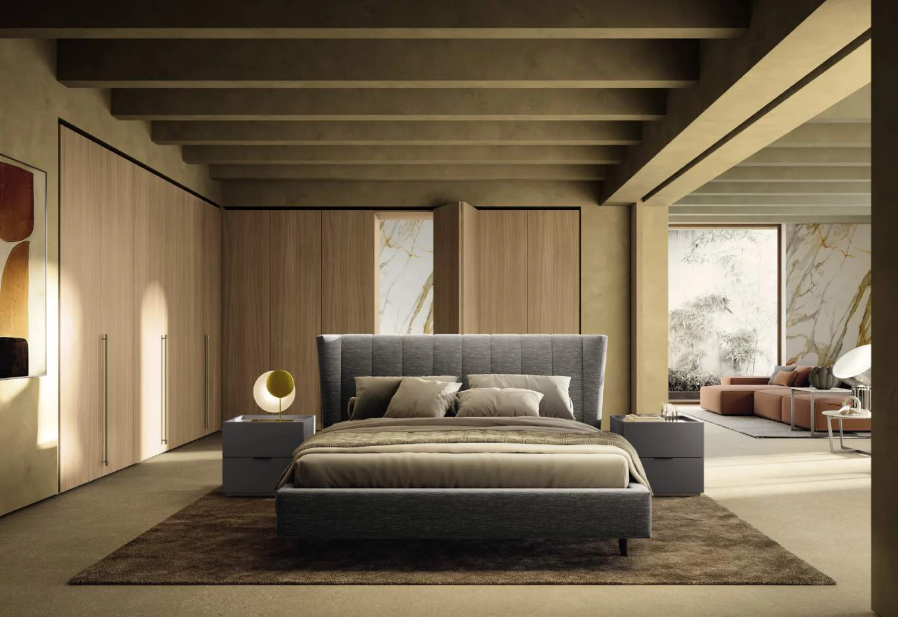 Allure, letti imbottiti: ambientazione dal catalogo Febal Casa
